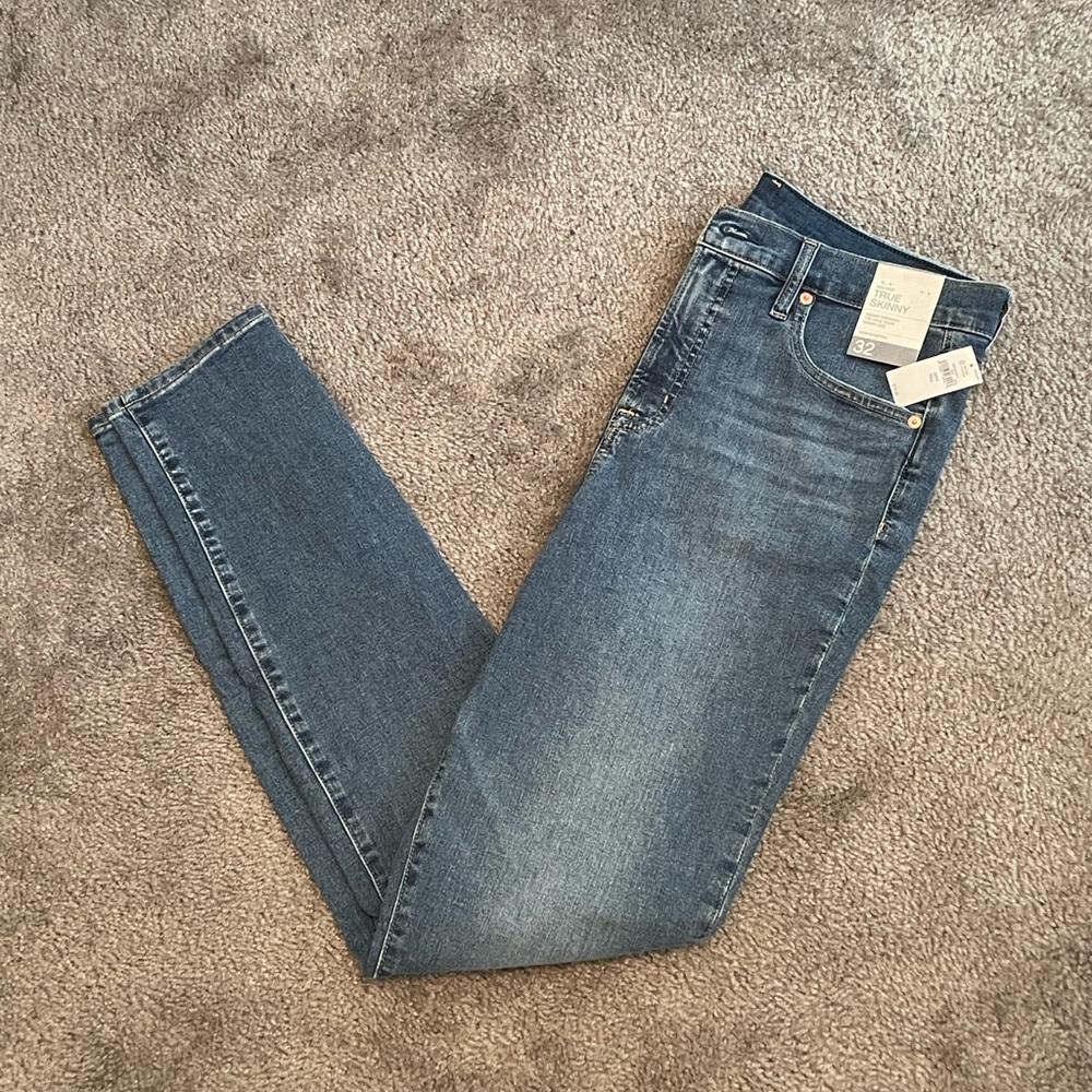 Gap High Rise True Skinny Jeans, 32 Tall, Medium Indigo